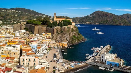 High Angle View Of Lipari Town