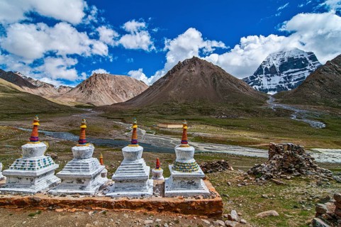 Stupas on the Kailash Kora before Mount Kailash