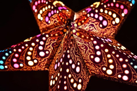 Christmas with illuminated poinsettia