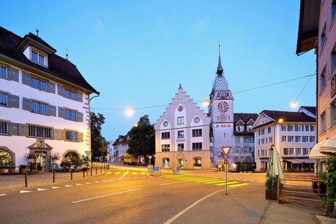 Zytturm in neon lighting