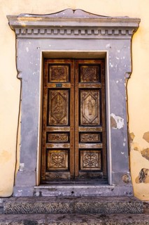 Old carved house entrance door