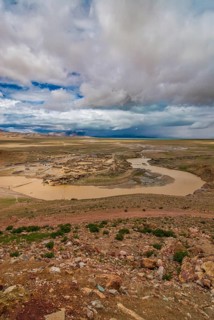 Little village below the Chiu monastery at the Lake Manasarovar