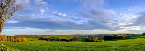 Landscape in the Thuringian Slate Mountains Upper Saale nature park Park near Bad Lobenstein