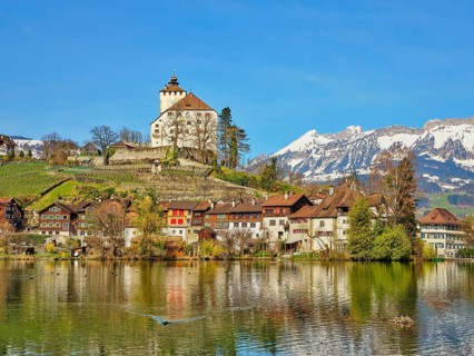 Werdenberg Castle with Old Town on Lake Werdenberg