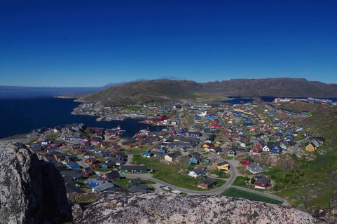 View over colourful houses