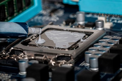 Thermal paste is applied to a processor