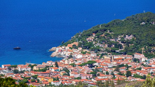 View of the village of Marciana Marina on the north coast of Elba