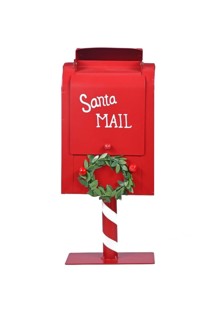 Red santa mail box for Christmas present wishlists on white background