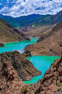 Turquoise lake on the Karo-La Pass along the Friendship Highway