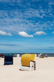 Beach chairs on the sandy beach