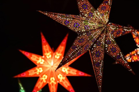 Christmas with illuminated poinsettia