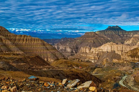 Eroded mud landscape in the kingdom of Guge
