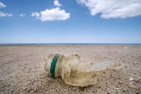 Old partly broken down plastic bottle