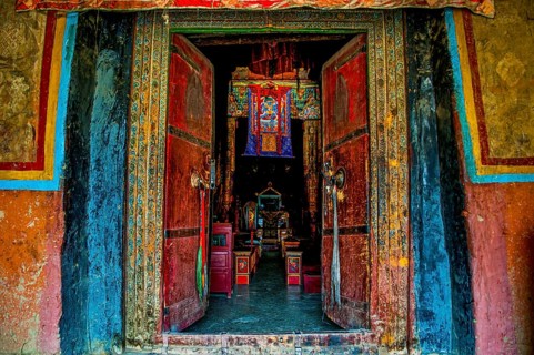 Entrance to an old temple in the kingdom of Guge