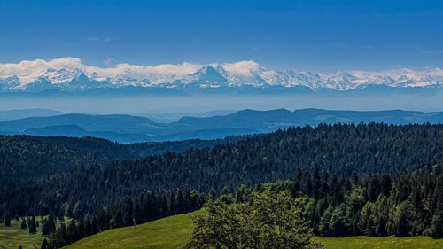 Panoramic view of the north face of the Eiger in Switzerland