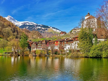 Werdenberg Castle with Old Town on Lake Werdenberg