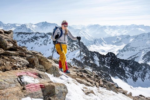 Mountaineer at the summit of the Sulzkogel