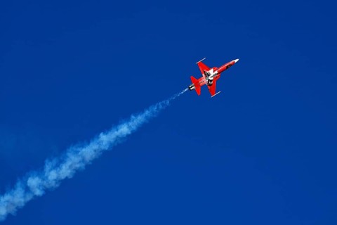 Formation flight of the Patrouille Suisse with the Northrop F-5E Tiger II