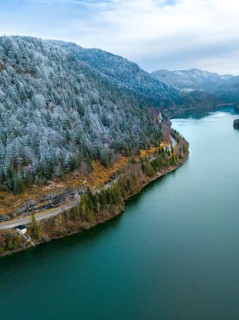 Road by the water in winter