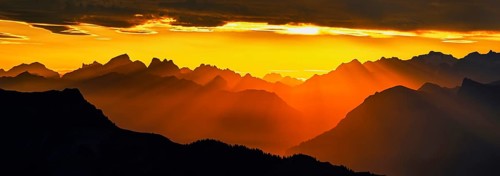 Mountain ranges in the morning light
