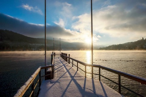 Evening light with jetty