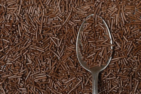 Chocolate sprinkles with teaspoon