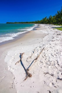 Long white sand beach in the east of the island Ile Sainte-Marie although Nosy Boraha