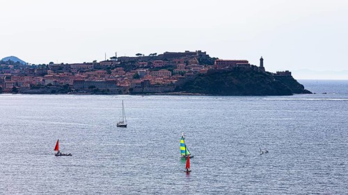 Sailboats in the bay of Portoferraio
