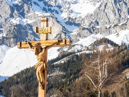 Wooden cross at the cemetery of the Protestant Church