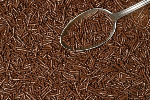 Chocolate sprinkles with teaspoon