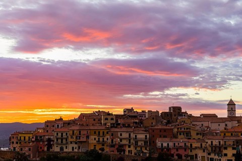 Evening mood over the idyllic mountain village of Capoliveri