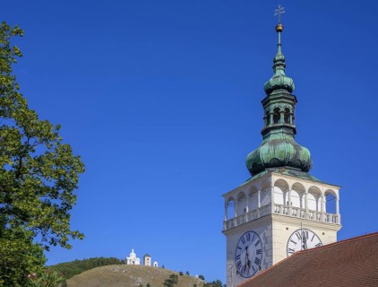 Kostel svateho Vaclava church tower and holy hill