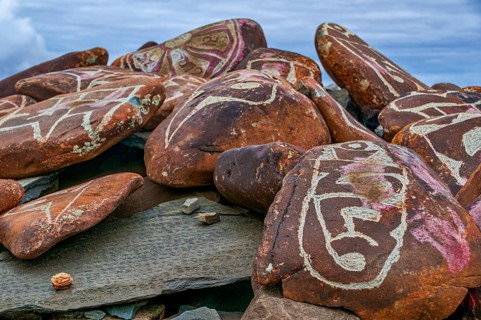 Praying stones on the Kailash Kora