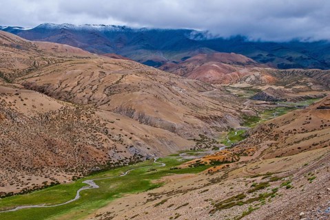 Green creek along the road from Lake Manasarovar to the kingdom of Guge