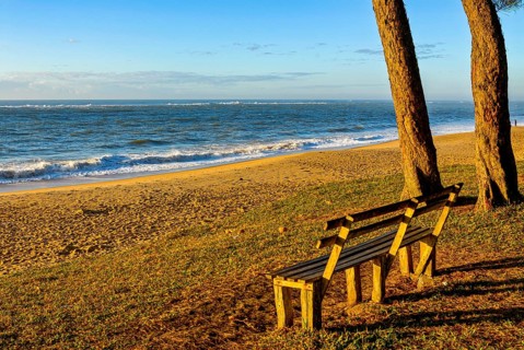 Long sandy beach in Manakara on the east coast of Madagascar