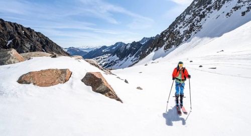 Ski tourers ascending the Berglasferner
