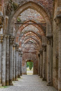 Aisle of the ruined church of the Abbey of San Galgano