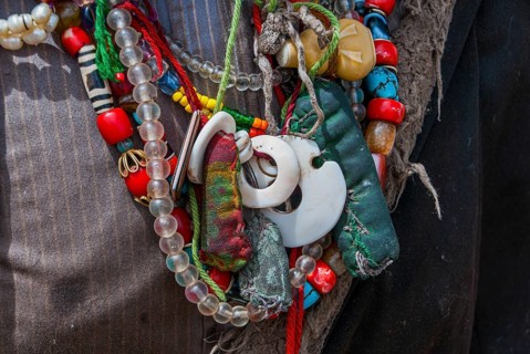 Close up of tibetan jewellery