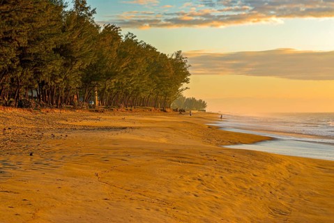 Long sandy beach in Manakara on the east coast of Madagascar