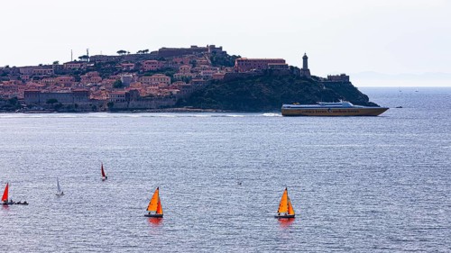 Sailboats in the bay of Portoferraio