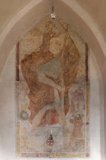 Fresco of St. Christopher in the vestibule of the village church of St. Aegidius