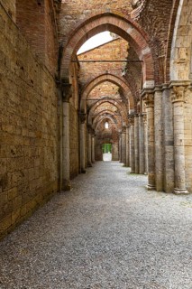 Aisle of the ruined church of the Abbey of San Galgano