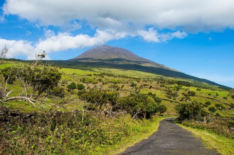 Road below Ponta do Pico highest mountain of Portugal