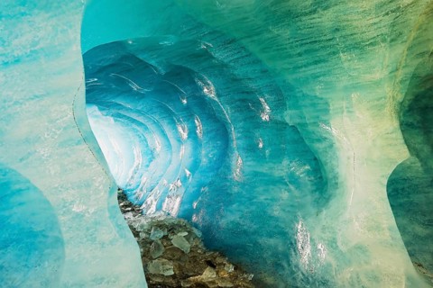 Ice tunnel in the Rhone Glacier