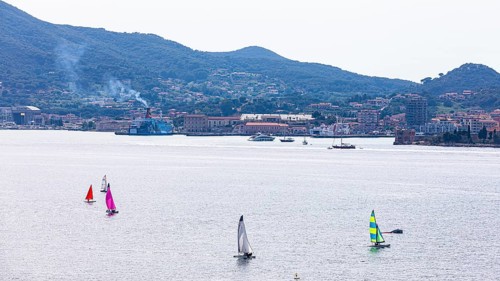 Sailboats in the bay of Portoferraio