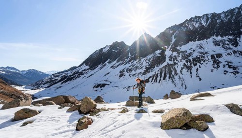 Ski tourers ascending Berglasferner