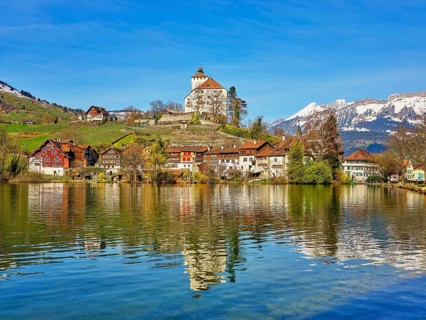 Werdenberg Castle with Old Town on Lake Werdenberg