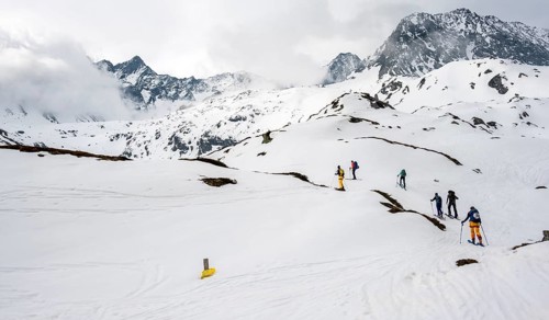 Ski tourers in winter