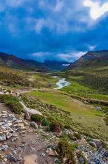 River snakes through as valley