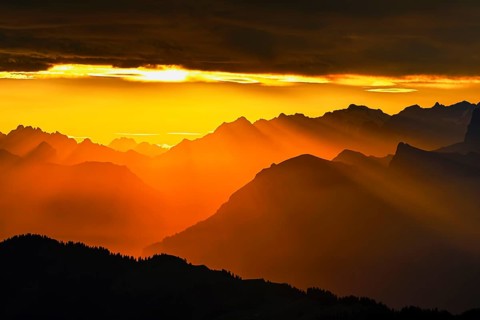 Mountain ranges in the morning light